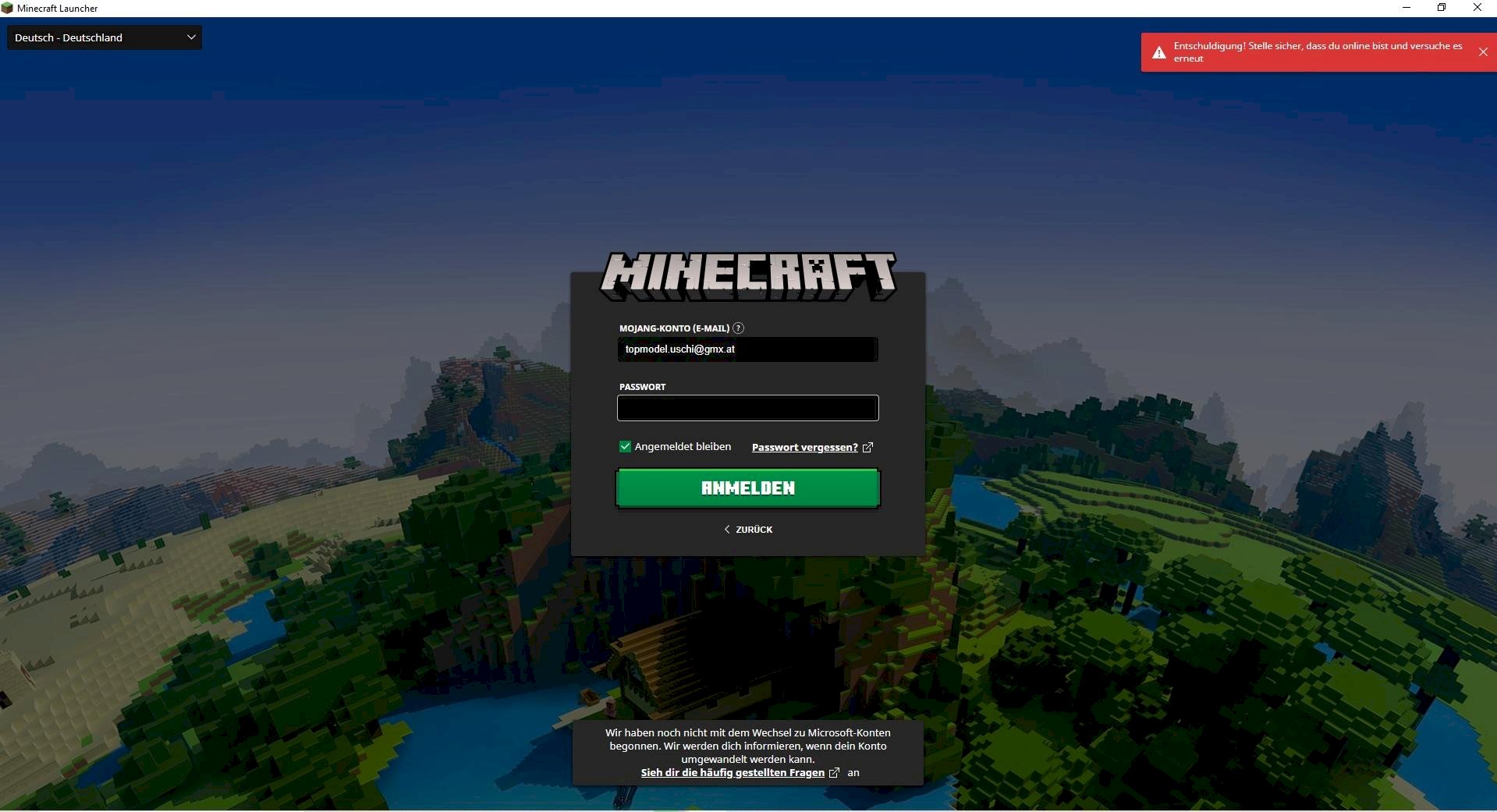 Minecraft Homepage Login