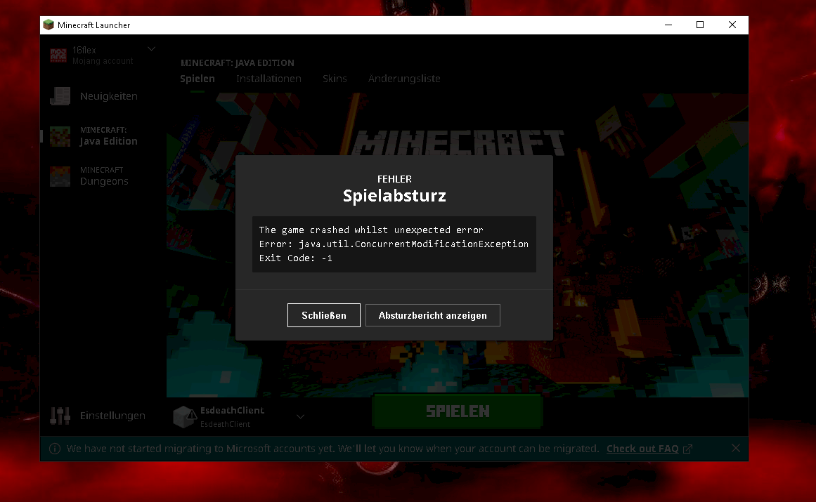 Minecraft Crash
