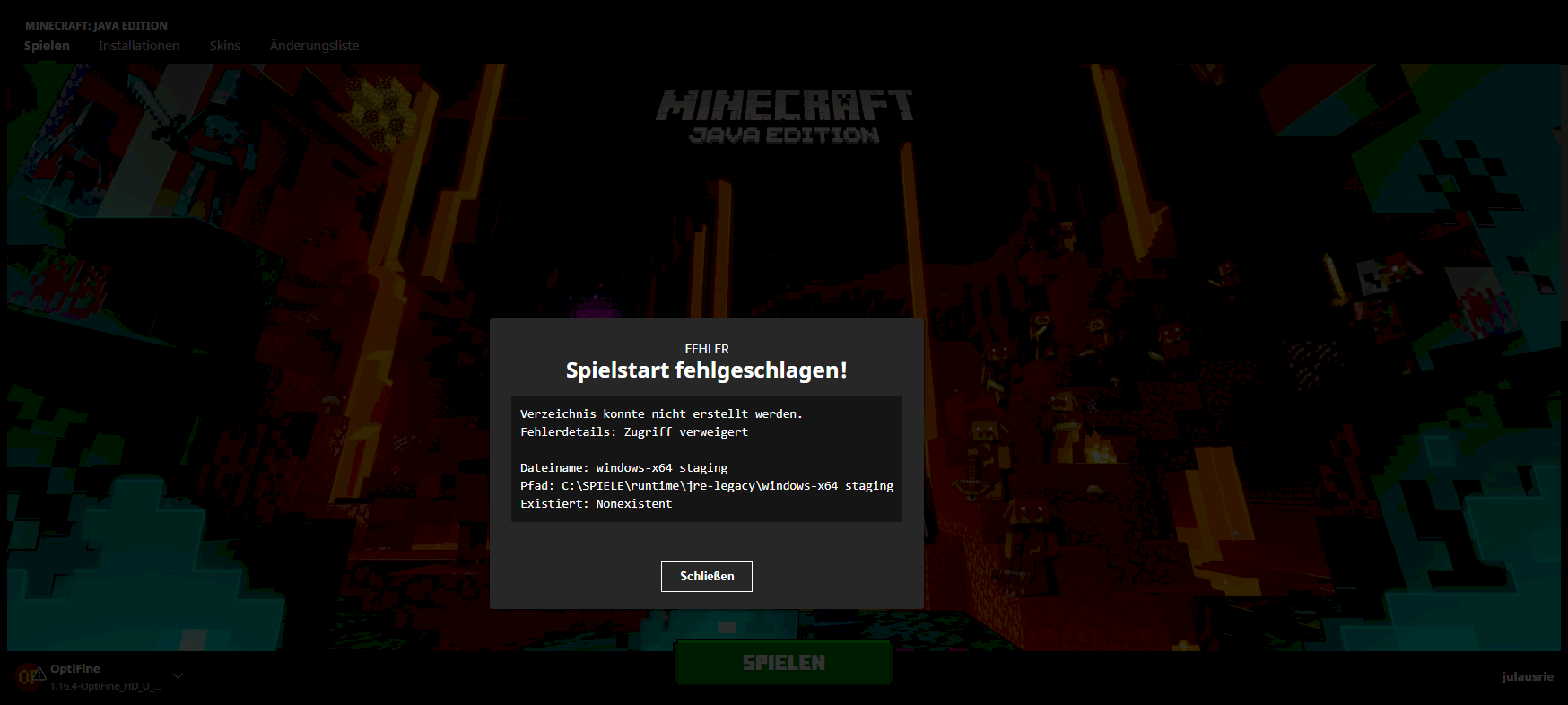 Minecraft Optifine won t start anymore