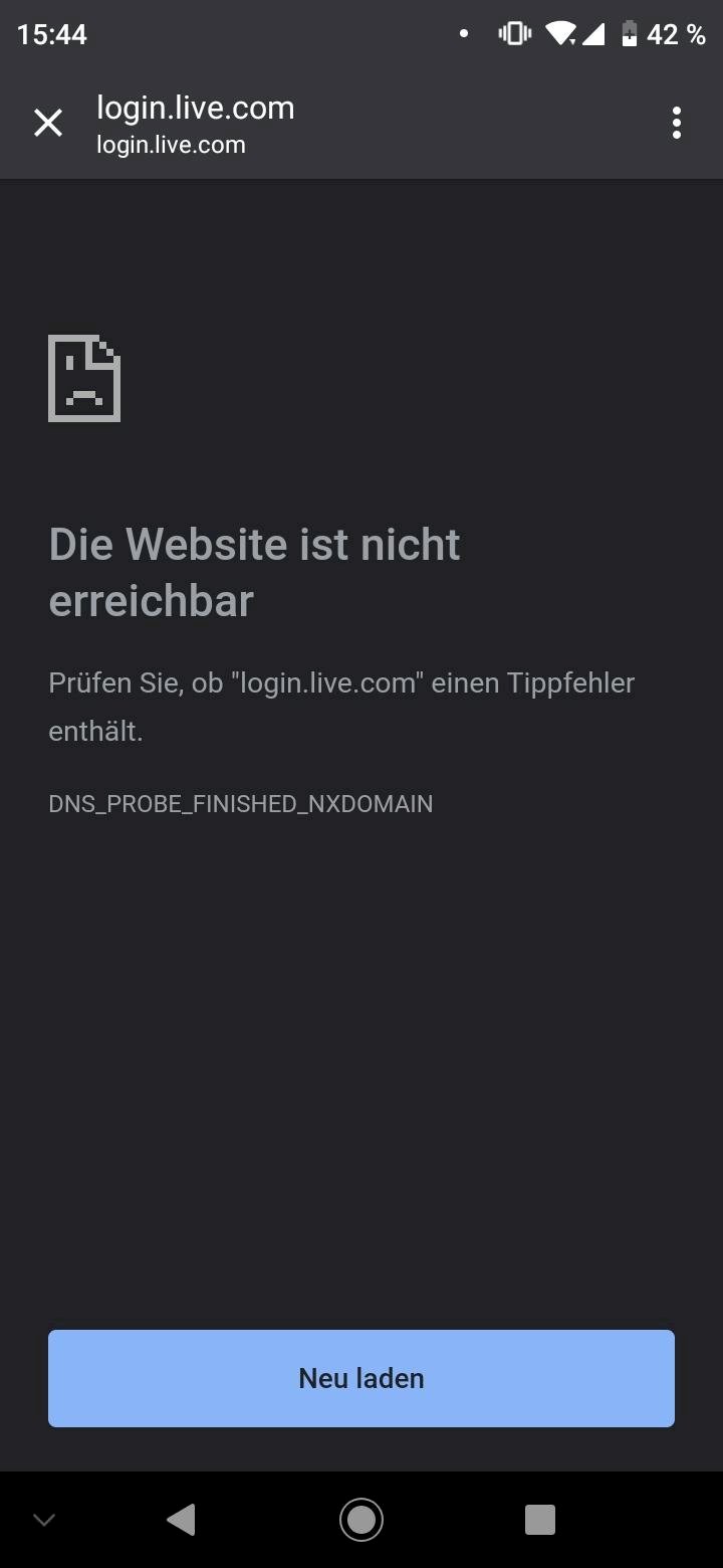 Login.live.com not found