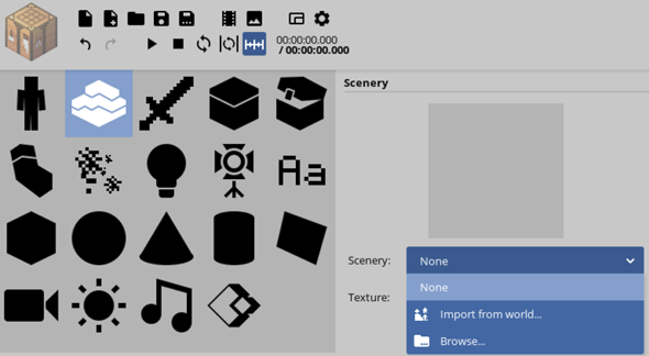Minecraft world in the Mineimator project
