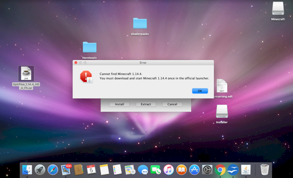 Error message when installing Optifine