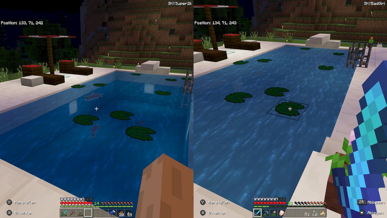 Water with Minecraft Switch in Splitscreen faulty