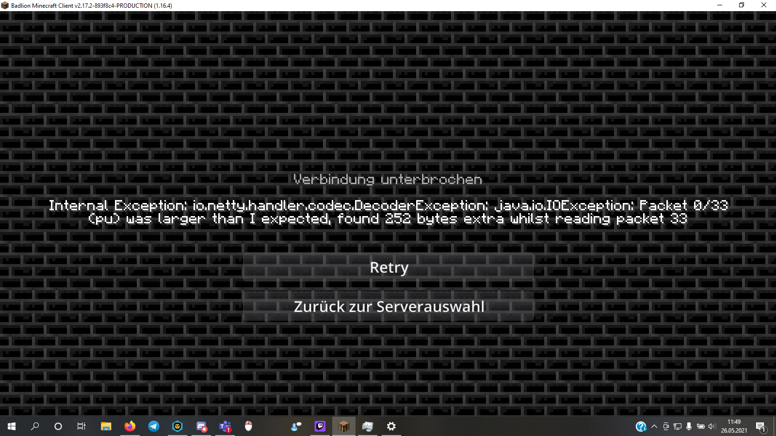Strange message that won t let me on a Minecraft server