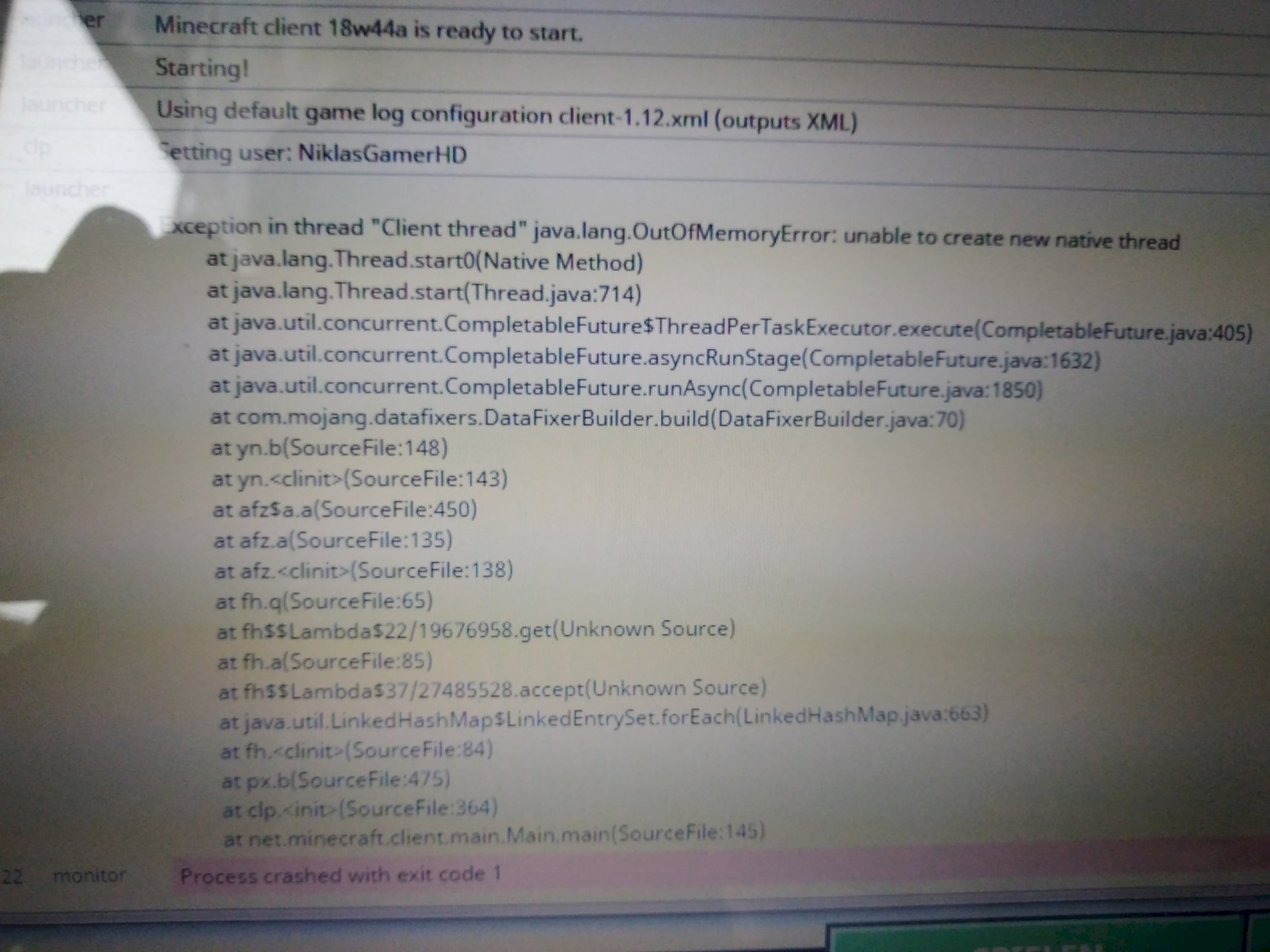 Minecraft 1.13.2 Crash