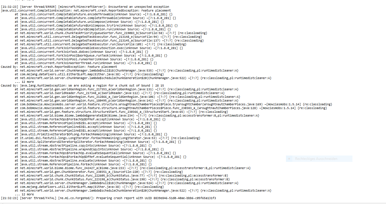 Why does my MC server forge 1.16.5 crash - 1