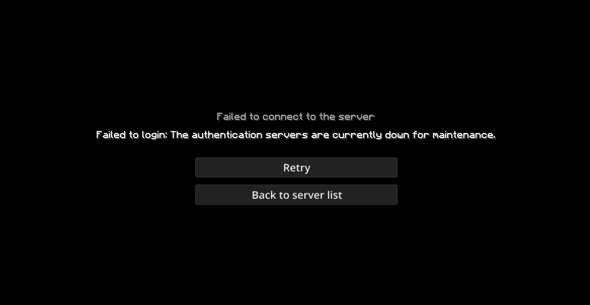Minecraft: Failed to login, authentication servers are currently in maintenance