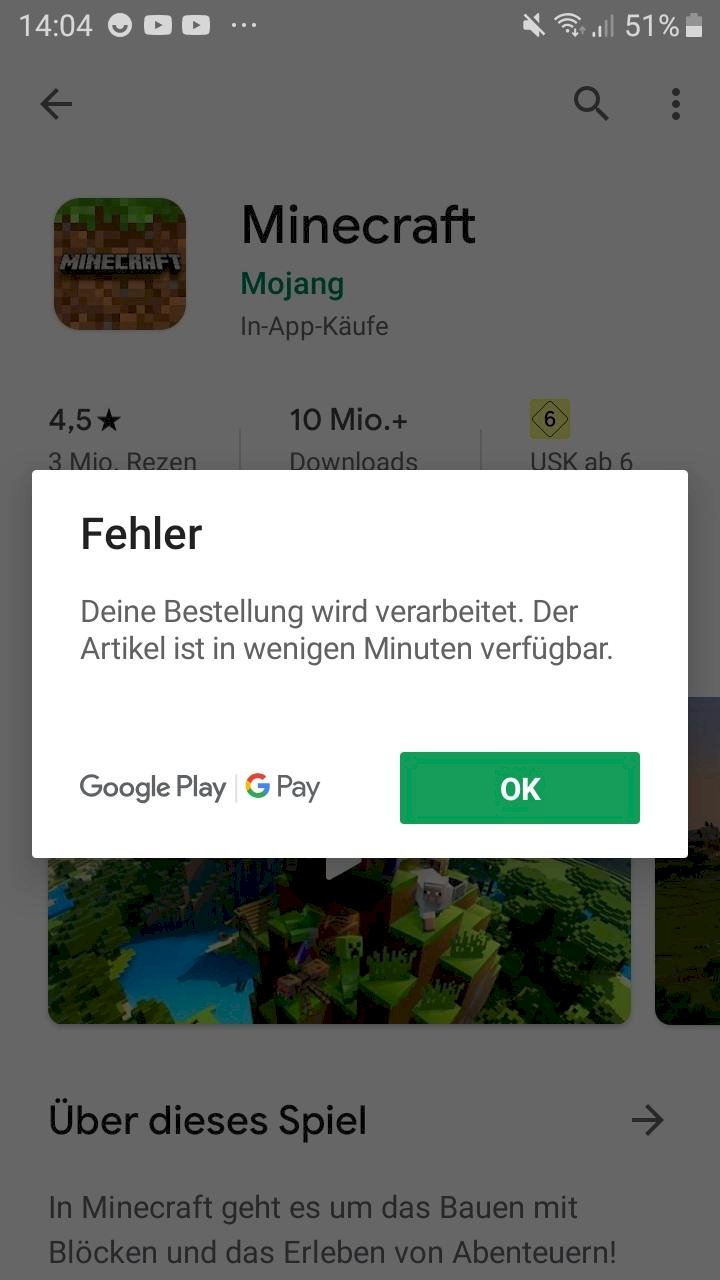 Play Store: I can t open Minecraft