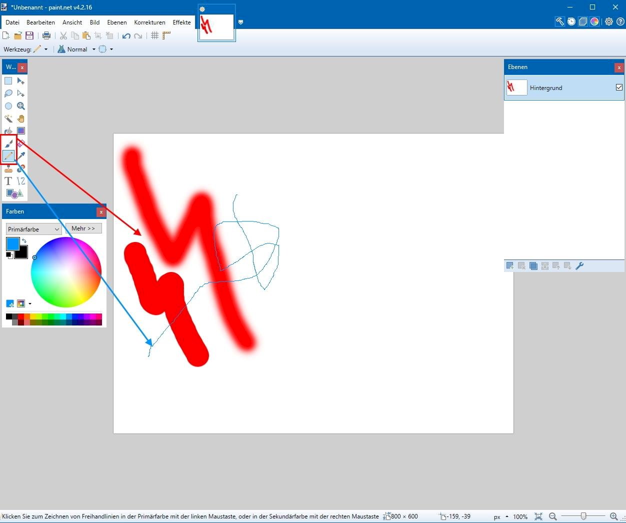 How can you draw freehand in paint.net