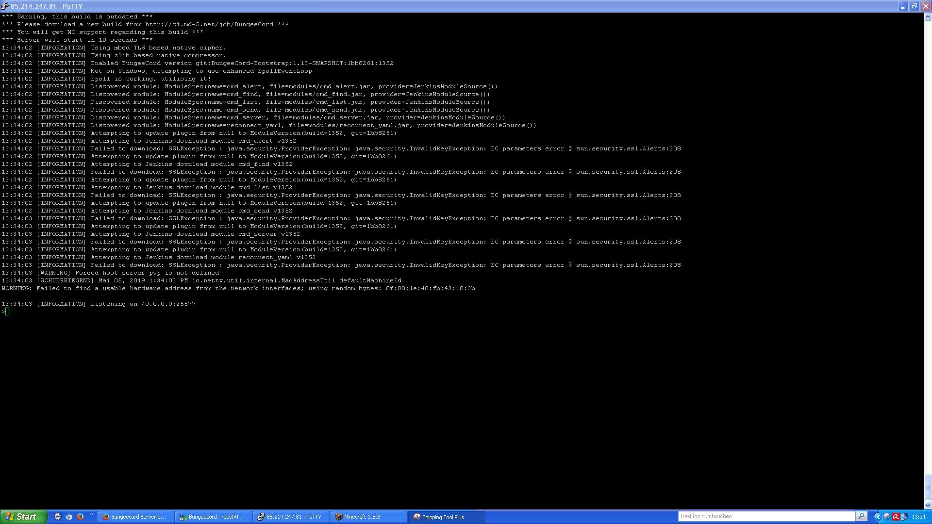 Problems with the Minecraft network