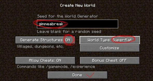 How do you get a villager village into a flat world of minecraft - 1
