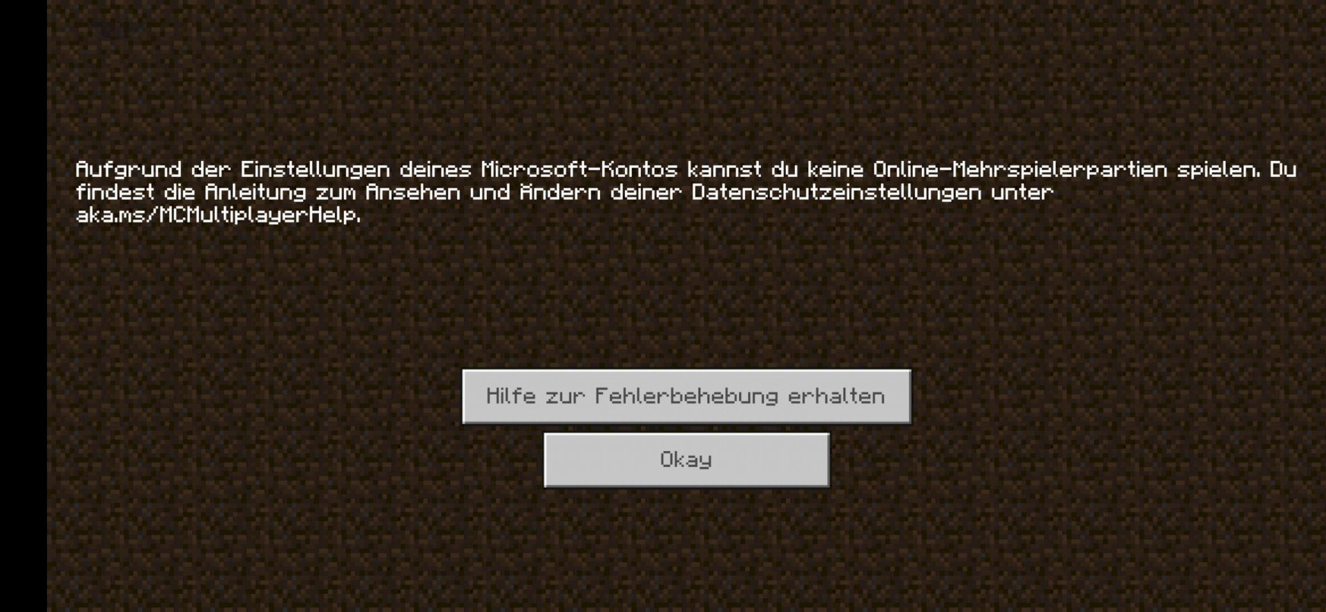 Minecraft error message