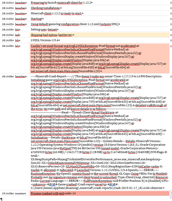 Minecraft crashes constantly and does not open