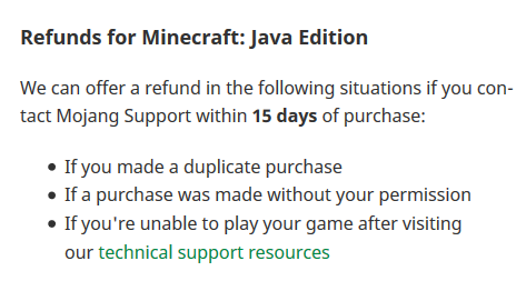 Can I return Minecraft java